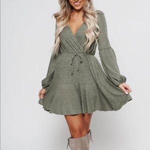 Nana Macs Soft Surplice Sweater Dress (Olive)